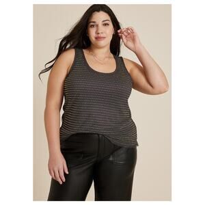 Maurices Mesh Netted Rhinestone Tank Plus 3X Gray Sparkle Glam Party Night Out